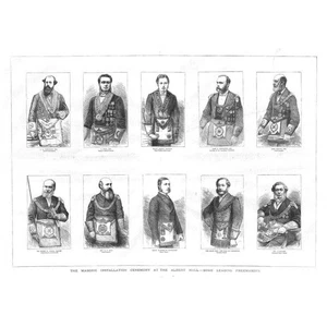 Leading Freemasons at Masonic Installation in the Albert Hall Antique Print 1875 - Picture 1 of 1