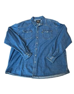 Duke London Laundry Blue Stonewashed Western Denim Shirt Size 4XL - Picture 1 of 10