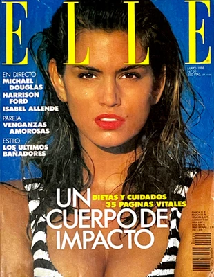 ELLE Magazine Spain May 1988 CINDY CRAWFORD Claudia Schiffer MICHELLE EABRY - Image 1 of 4
