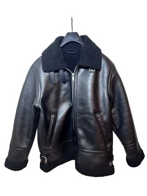 H & M черный искусственной кожи плюшевый с подкладкой средней длины Moto куртка мужская средний - Изображение 1 из 4