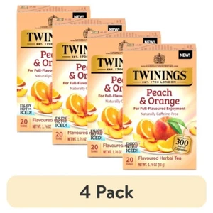 (4 pack) New Twinings Peach & Orange Herbal Tea Bag, 20 Count Box - Picture 1 of 8