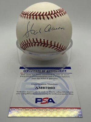 Hank Aaron Braves Signed Autograph OMLB National League Baseball PSA DNA *60 - Image 1 of 3