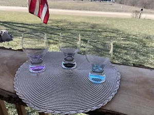 3 copas de vino/agua de base gruesa de cristal de Bohemia checa 12 oz 3 colores - Imagen 1 de 10