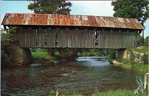 Old Covered Bridge Spanning Black River Coventry Vermont Postcard Unposted - Picture 1 of 2