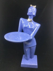 Blue Figurine Lady Woman Plattery Retro Pottery Santa Monica Spain Art Deco AsIs - Picture 1 of 9