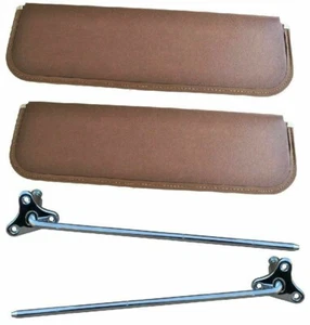 47-53 Chevy/GMC Truck Brown Sunvisor Pad & Mounting Arm Set RH & LH Pair - Picture 1 of 7