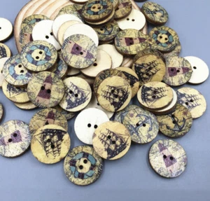 DIY Retro Steamship Ship Anchor Wooden Buttons 2-Holes Sewing Scrapbooking 20mm - Picture 1 of 4