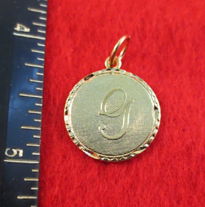 14KT GOLD EP LETTER G ROUND INITIAL DISC CHARM WAS $8.95 - Image 1 of 1