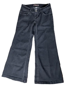 Younique Junior's Lightweight Cropped Denim Jeans LowRise WideBottom Sz 5 Black - Picture 1 of 12