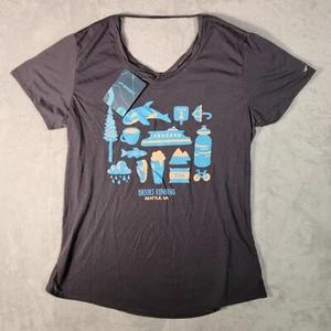 Brooks Laufshirt Damen Large grau Seattle WA Distance Kurzarm Neu mit Etikett - Bild 1 von 11