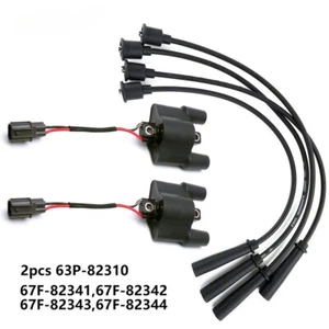 High Tension Cord & Ignition Coil Kit 67F-82341/2/3 63P-82310 For Yamaha F75-100 - Foto 1 di 5