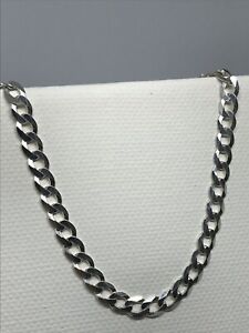 Silver 5mm Solid Flat Curb Chain Necklace - 925 Sterling Silver - BRAND NEW