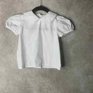 Skimp & Grits Dress Shirt Unisex Child Size 5 White Ruffle Neck Button Back - Picture 1 of 4