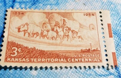 US Single 3 Cent Stamp Kansas Territorial Centennial 1854-1954 MNH - Image 1 of 2