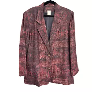 Giacca blazer vintage PATINA INTERNATIONAL 100% seta artistica donna grande multicolore - Foto 1 di 15
