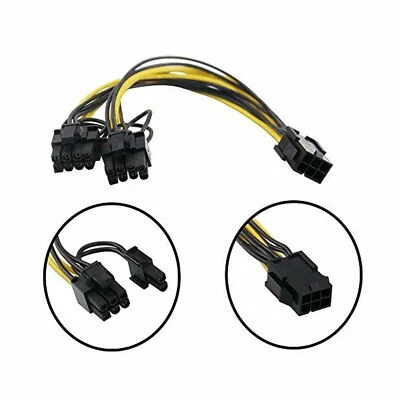 PCI-E 6 Pin to 2x 8pin (6+2) PCI Express GPU power Adapter Cable Splitter 21cm  - Image 1 of 4