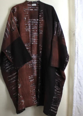 Nuevo Eskandar 1 O/S 42"L TWINSET Lino Marrón Plumero Chaqueta Abierta Abrigo Túnica Top Foto 1 de 4