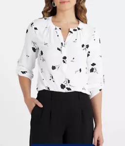 41 Hawthorn Womens Size Medium Morey Popover Blouse Off White Split Neck NWT - Picture 1 of 5
