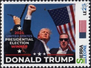 Presidente Donald Trump "¡Lucha!" Estampilla ganadora de las elecciones de Estados Unidos de 2024 #12 (Sierra Leona) - Imagen 1 de 1
