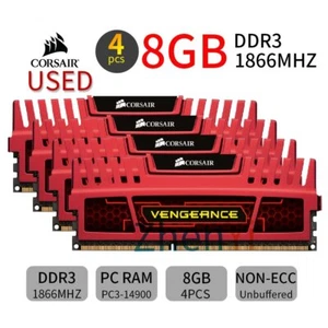 Corsair 32GB 4x 8GB DDR3 1866MHz PC3-14900U CL10 240Pin Desktop Memory RAM ABR - Picture 1 of 8