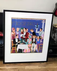 Cafe Society 1987 Limit Edition ART NEW FRAME Serigraph Sign Giancarlo Impiglia - Picture 1 of 11