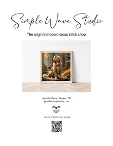 Golden Retriever Dog Full Coverage Counted Cross Stitch Pattern - Picture 1 of 5