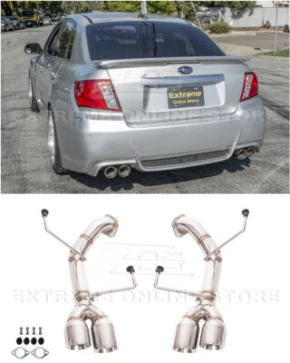 For 11-14 Subaru Impreza WRX STi Sedan Muffler Delete Axle Back Quad Tip Exhaust - Image 1 of 4