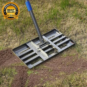 Lawn Leveling Rake,Stainless Steel Lawn Leveler with 18”X10” Ground Plate, 72” A - Picture 1 of 7