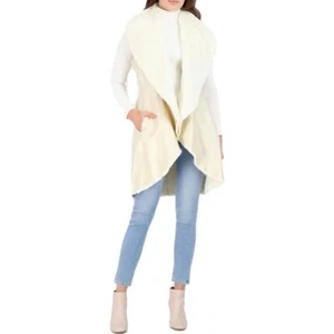 Women's Eliza J Gold / Cream Sleeveless Vest Jacket Extra Small - Picture 1 of 13