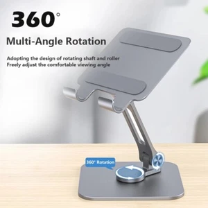 360° Rotating Metal Tablet Phone Stand Foldable Desk Holder Adjustable For iPad - Picture 1 of 14