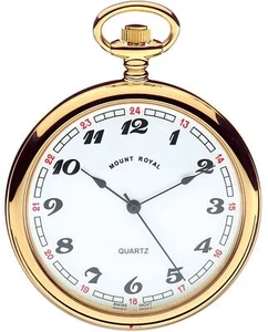 Orologio da tasca placcato oro movimento al quarzo quadrante aperto con catena confezione regalo - Foto 1 di 3