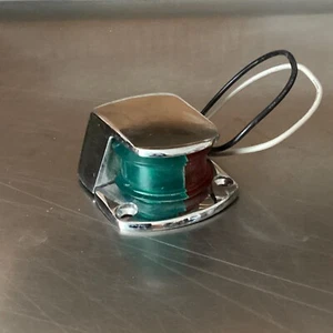 Vintage Marine Boat Bow Light Nautical Red Green Chrome - Bild 1 von 6