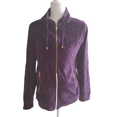 Charter Club Jacket Purple Size S Velour Velvet Long Sleeve Zip Up Womens New - Image 1 of 4
