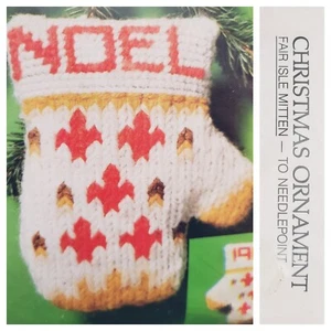 Vintage Bernat #W02205 Christmas Ornament "Fair Isle Mitten" Needlepoint - Picture 1 of 5