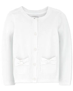Baby Girls' and Toddler Bow Pocket Cardigan Warm Soft Knit Sweater Jacket - Picture 1 of 4