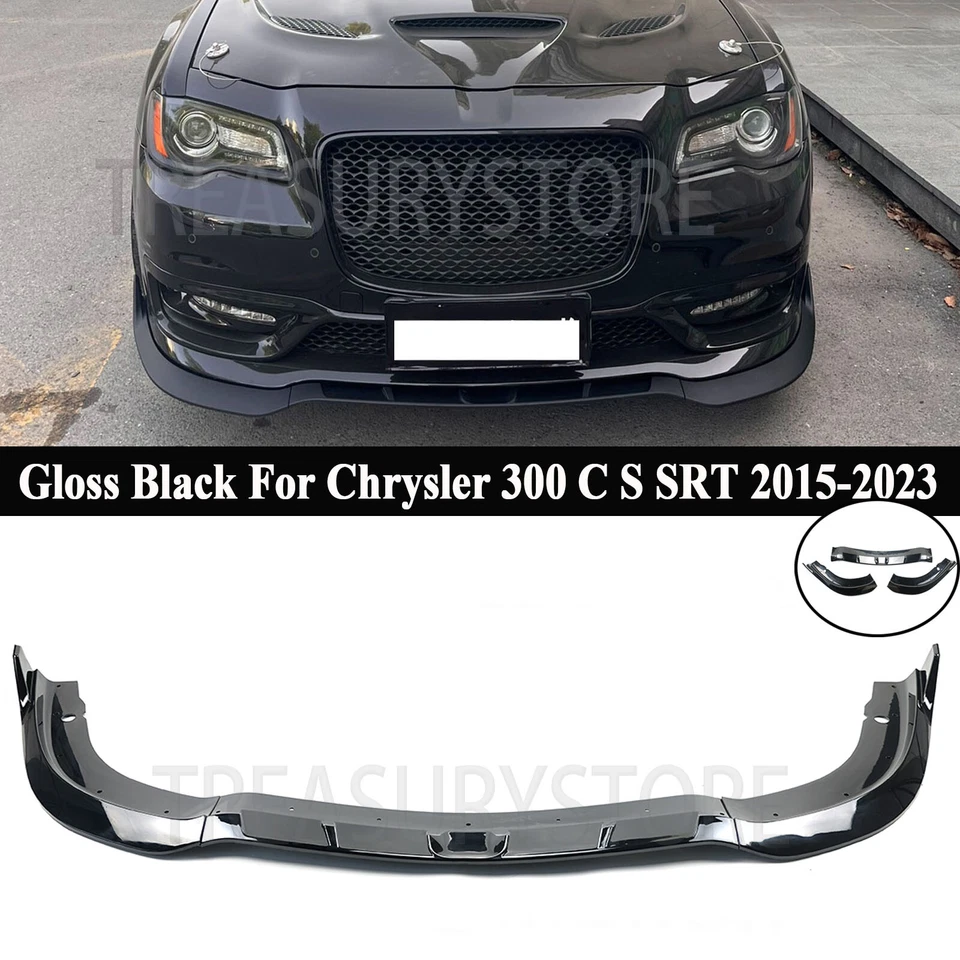 For Chrysler 300 C S SRT 2015-2023 V3 Front Bumper Lip Splitter Kit Glossy Black - Image 1 of 4