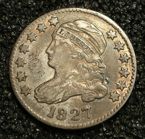 1827 Capped Bust Silver Dime Coin AU details Cover