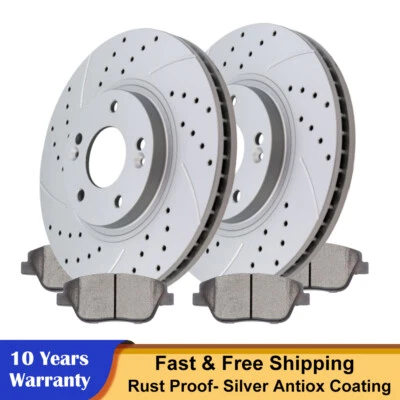 Front Rotors + Ceramic Brake Pads for 2011 - 2014 2015 Kia Optima Hyundai Sonata - Image 1 of 4
