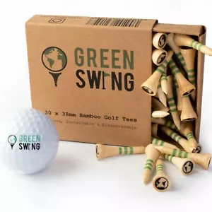 Green Swing Bamboo Golf Tees 38mm | Strong Sustainable Biodegradable | 30pcs - Picture 1 of 6