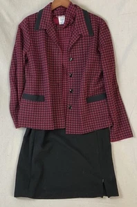 Weekenders 3 Piece Set Skirt Top Size M Skirt Knit Herringbone Jacket Burgundy - Picture 1 of 7
