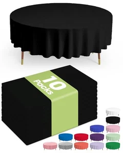 Disposable Black Round Tablecloths 10 Pack, 84" Graduation Party Supplies 2025 - Picture 1 of 6