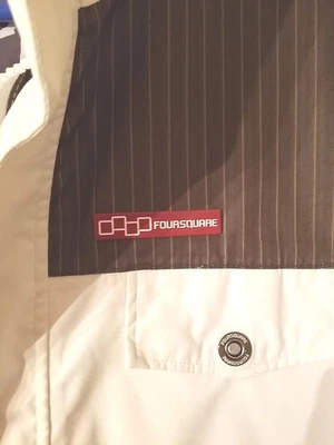FOURSQUARE 8K Hombre Chaqueta de Snowboard Abrigo Esquí Mediano Blanco/Marrón Rayas  Foto 1 de 4