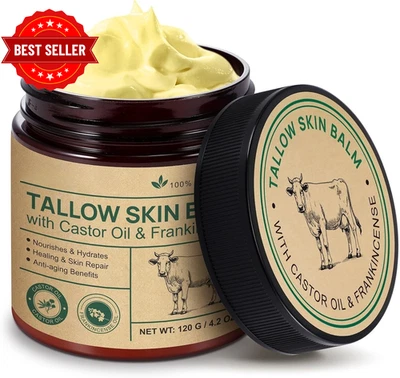 Tallow Skin Balm with Castor Oil & Frankincense | 100% Grass-Fed Tallow Moisturi - image 1 of 4