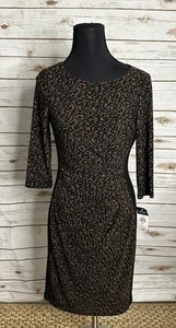 Lauren Ralph Lauren Mob Wife schwarz/braun Leoprint Midi Etuikleid Gr. 6P - Bild 1 von 8