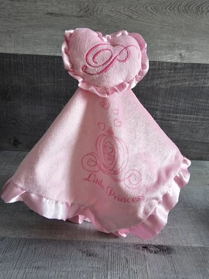 Disney Pink Princess Lovey Security Blanket Satin Edges W Mini Heart Pillow Rare - Image 1 of 4