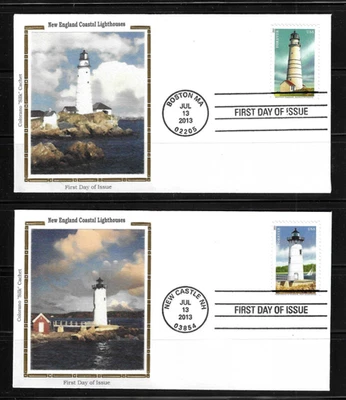 USA SC # 4791-4795 New England Coastal Lighthouses FDC . Colorano Silk Cachet - Image 1 of 3