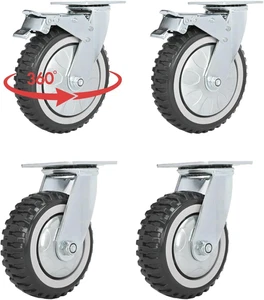 6" Schwerlast Rollen 4er Set, 1653 Pfund Kapazität, 2 Schwenkbremse & 2 Schwenkbare, In - Bild 1 von 12