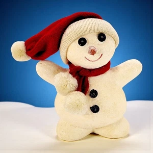 Abt. 56 Billy Knöpfe Schneemann funkelnde Figur rot Schal & Mütze Bommeln 9 Zoll - Bild 1 von 17