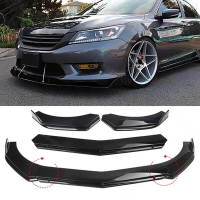 Gloss Black Front Bumper Lip Spoiler Splitter For Honda Accord Civic Coupe Sedan Foto 1 de 4