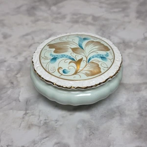 Vintage Coalport Bone China Strange Orchid Round Trinket Box Made In England - Picture 1 of 15
